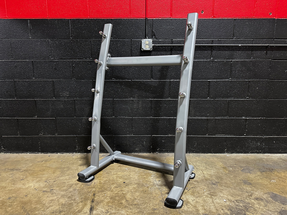 Rack of online barbells