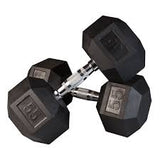 5LB-75LB Rubber Hexagon Dumbbells (RACK SOLD SEPARATELY)