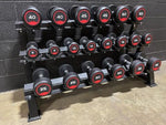 5LB-50LB Pro Style Rubber Dumbbell Set With 3-Tier 10-Pair Dumbbell Rack