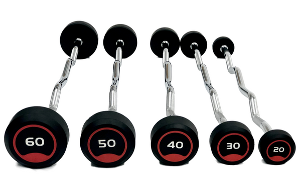 20LB 60LB Rubber EZ Curl Barbells PeakStrengthEquipment